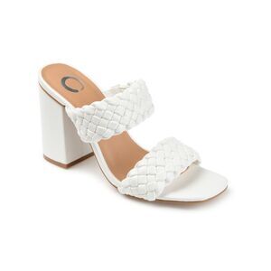 JOURNEE COLLECTION Womens White Melissa Block Heel Slip On Heeled Sandal 6.5 W